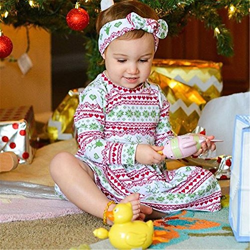 Toddler Baby Girl Outfit Elf Long Sleeve Tutu Dress Headband