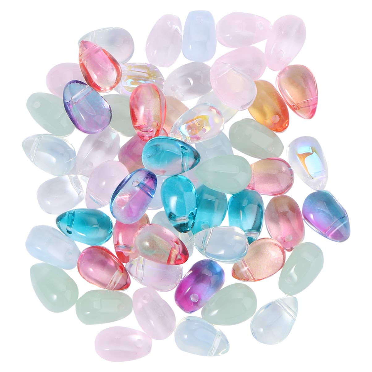 Happyyami 100pcs Crystal Tear Drop Glass Beads Crystal Teardrop Teardrop Pendants Parts Beads for DIY Jewelry Making Findings (Assorted Color)-100