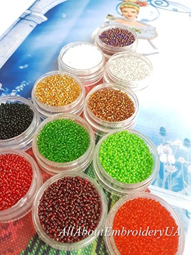 image for AllAboutEmbroideryUA Bead Embroidery kit, Lady in Red, Needlepoint, Pr