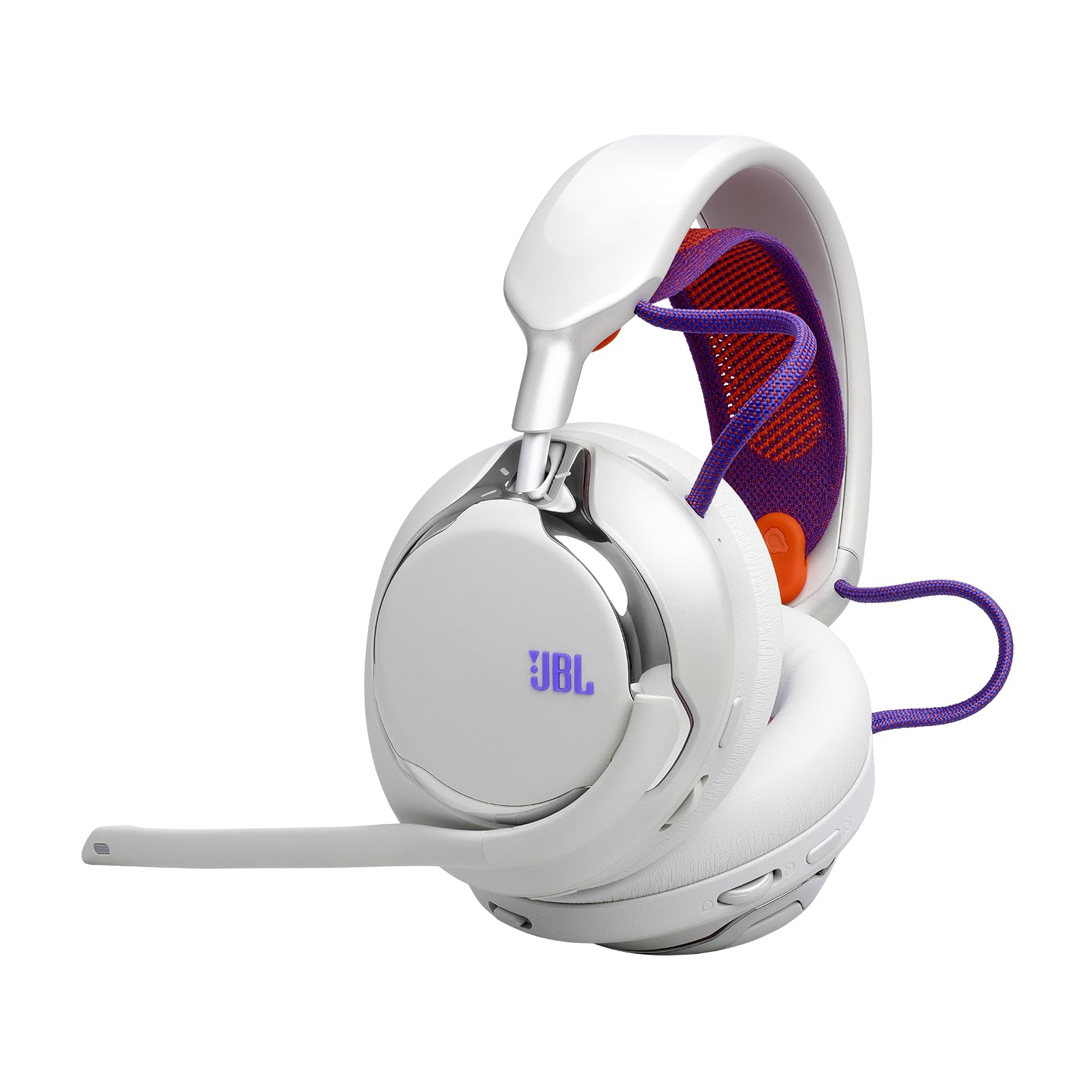 JBL Quantum 950 Kabelloses Multi-Plattform-Bluetooth-Gaming-Headset mit JBL Quantum Raumsound und Head-Tracking, Noise-Cancelling-Mikrofon, USB-C-Kabel, 50-h-Akku und austauschbaren Teilen, Weiß