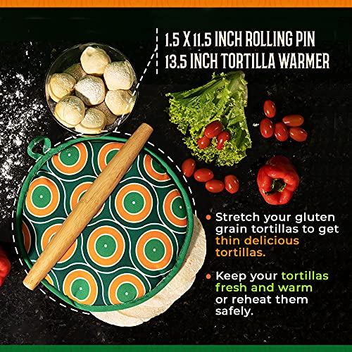 ALMAJUA Wooden Tortilla Press Maker 8 Inch Tortilla Warmer