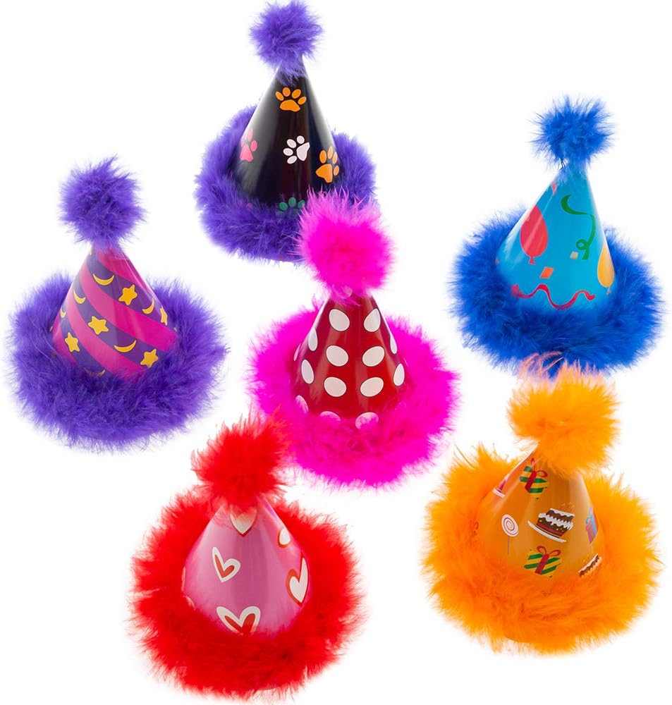SCENEREAL Dog Party Hat 6 Packs - Cute Cone Hats Set for Dogs Birthday Parties Soft Plush Colorful Caps Perfect Doggie Party Supplies : Pet Supplies