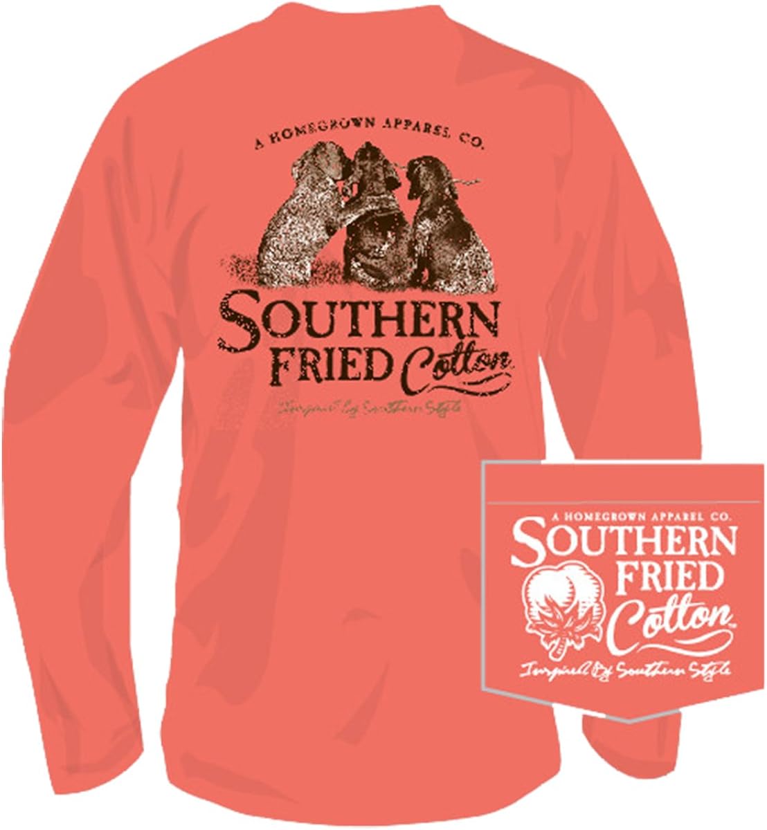 Southern Fried Cotton Best Friends Long Sleeve TshirtBright Salmon