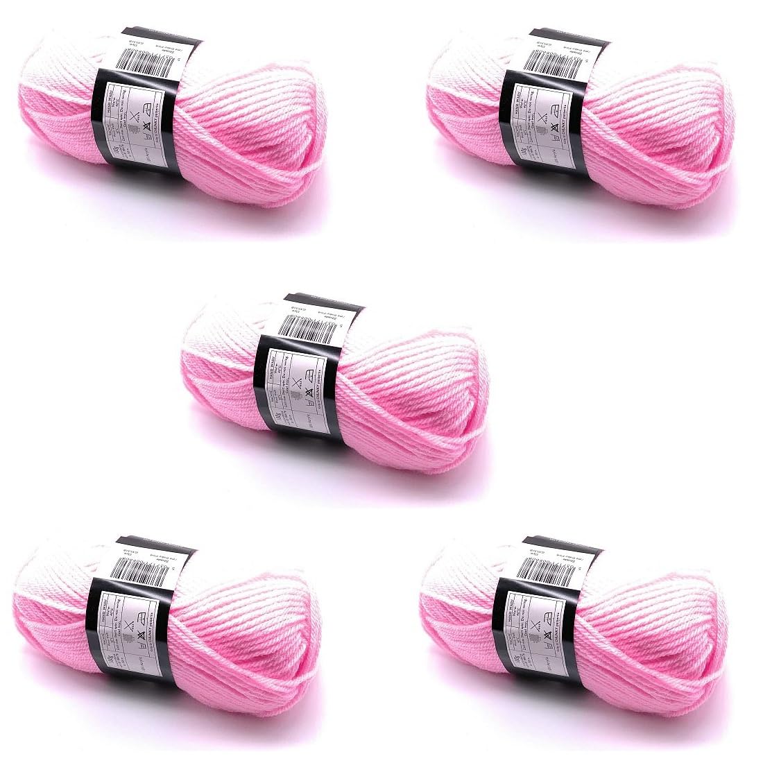 Lexicon Select Pack of 5 x 100g Balls Pink Chunky Wool - Baby Pink