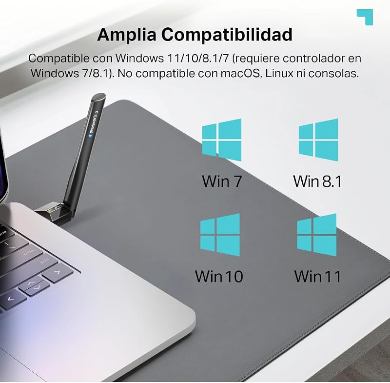 UB500 Plus - Adaptador WiFi USB, Bluetooth 5.3, con Antena, Nano