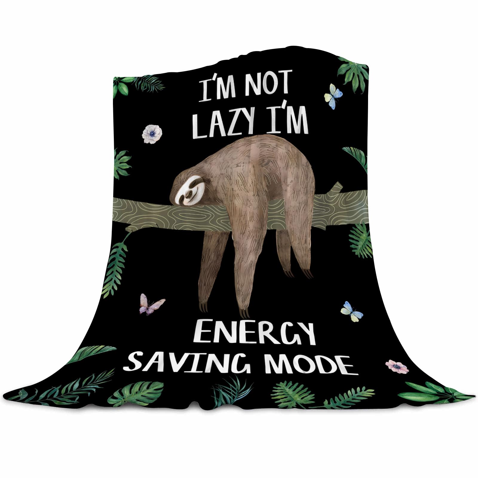 Abaysto Sloth Blanket - Soft Flannel Gift for Kids & Adults, Cute Sloth Cozy Throws for Couch, Sofa, Bedroom, Camping & Travel - 100x130cm