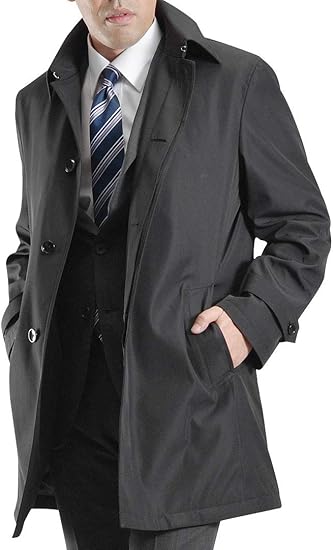 Amazon Marutomi コート メンズ ビジネス ステンカラーコート ボンディング素材 黒 紺 通勤 ゆったり 大きめ 撥水加工 比翼仕立て ややゆとり ビジネスコート 秋冬 Cb80 コート ジャケット 通販