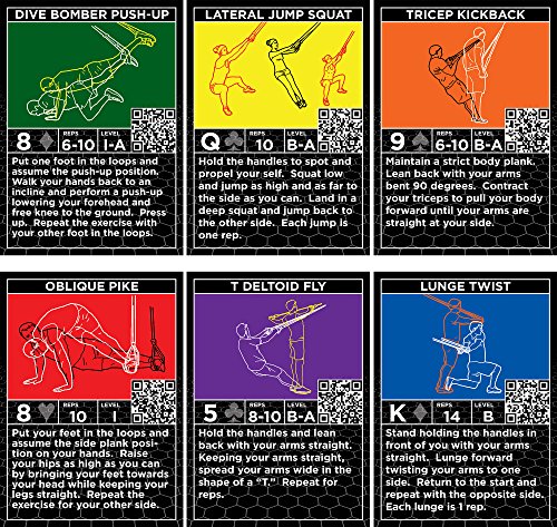 Suspension Exercise Cards TRI Pack by Stack 52. For TRX and Woss Trainer Straps. Suspended Bodyweight Resistance Workout Game. Video Instructions Included. Fun at Home Fitness Training Program. - Thumbnail 5