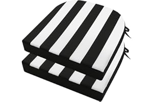 idee-home Outdoor Chair Cushions Set of 2, Thick 17" x 17" x 3" Outdoor Seat Cushions Patio Furniture Waterproof with Ties, D