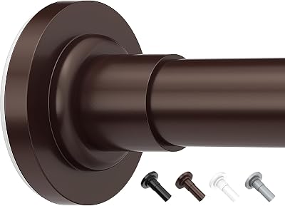 Yeabett Extendable Curtain Rod 48-190.5cm Tension Rod Bronze No Drill
