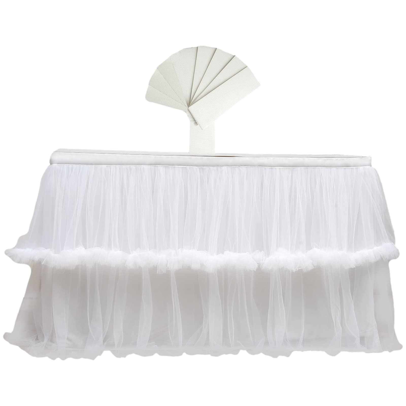 rismart Tulle Tutu Table Skirt Decor White 76 H x L 190 cm — image 1