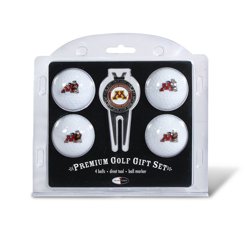 Team Golf NCAA Minnesota Golden Gophers 4 Golf Ball And Divot Tool Set Regulation Size Golf Balls (4 Count) & Divot Tool with Removable Double-Sided Magnetic Marker