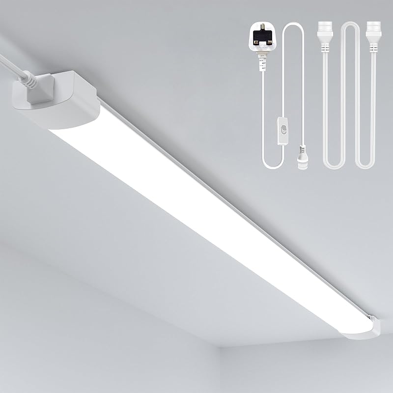 Amdelne 6000K LED Batten Light 5FT 150CM 45W IP65 Plug in Wall Ceiling
