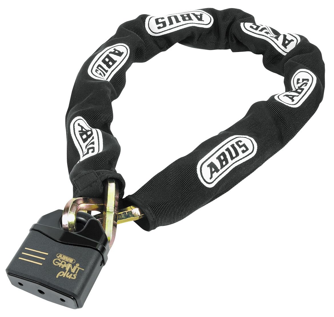 ABUS lock and chain combination GRANIT™ Power Chain 37RK/80 14KS Black Loop - Chain lock for motorbikes and boat trailers - security level 20