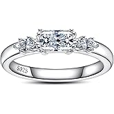 AimiIee Radiant/Pear Cut Moissanite Engagement Rings Wedding Bands D Color VVS1 Clarity 925 Sterling Silver 3/4 Stone Promise Eternity Anniversary Band Ring for Women with Certificate