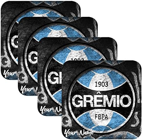 Azty Designs Set of 4 Personalized Custom Wood Coaster Glossy Liga Brasil Futbol Soccer