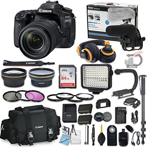 Canon-EOS-80D-DSLR-Camera-Bundle-with-Canon-EF-S-18-135mm-f35-56-IS-USM-Lens-Professional-Video-Accessory-Bundle-includes-ECKO-Headphones-Microphone-LED-Video-Light-and-More-28-items