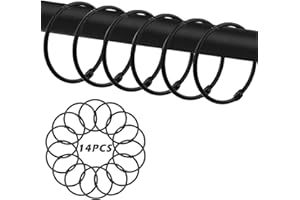 14pcs Black Shower Curtain Rings, 2 Inch Rustproof Decorative Shower Curtain Hooks Easy Gliding Round Shower Ring Hooks for B