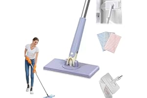 Snap Grip Mini Mop, 36in No-Touch Disposable Small Mop, Reusable Clip Mopping Stick with Lock Handle & Reusable Cloths, Wet a