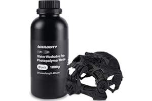 Aceaddity Water Washable Pro Resin - Low Shrinkage 3D Printer Resin, 405nm UV-Curing Water-Washable Photopolymer Printing Resin, High Precision & Easy to Clean (Black, 1kg)