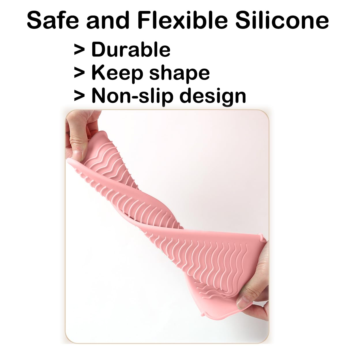 Heat Resistant Silicone Mat with Hanging Hole, Straightener Heat Resistant Travel Mat & Pouch for Curling Iron, Flat Iron and Other Hot Hair Styling Tools, 11 x 5 in, Pink