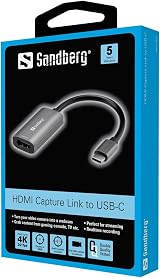 Sandberg HDMI Capture Link to USB-C 4K 1080p 30FPS Video Audio Capture Device view 2