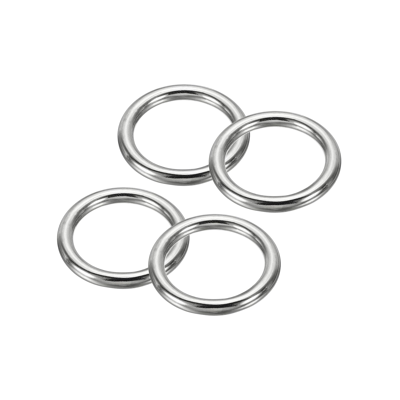PATIKIL 1.2" Seamless Metal O Rings, 4 Pack 304 Stainless Steel O-Ring Heavy Solid Round Rings for Macrame, DIY Craft, Hardware, Belt, Dog Leash, 5x30mm