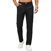 COOFANDY Men's Casual Pants Elastic Waist Flat Front Dress Slacks Regular Fit Stretch Golf Pants Work Office Trousers