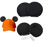 4 Pcs Magnetic Mouse Ears for Hats, Removable Magnet Minni Ear for Cap, Interchangeable Mouse Ears for Baseball Hat, Clip-On Hat Accessory, Adults and Kids, for Theme Parks Halloween Christmas Black
