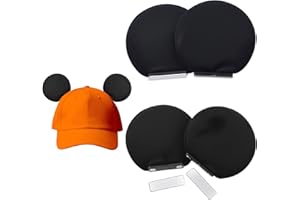 ZIYIZE 4 Pcs Magnetic Mouse Ears for Hats, Removable Magnet Minni Ear for Cap, Interchangeable Mouse Ears for Baseball Hat, Clip-On Hat Accessory, Adults and Kids, for Theme Parks Halloween Christmas Black