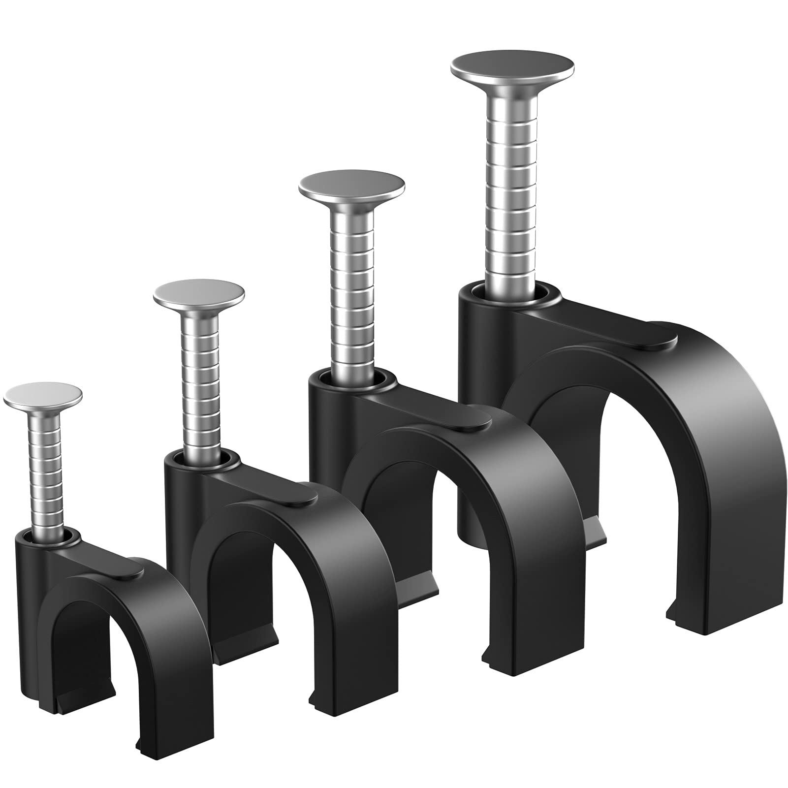 Photo 1 of 200 Pcs Cable Clips 4/6/8/10mm Nail in Cable Clips Cable Wire Clips Cable Tacks Coax Cable Clips Speaker Wire Clips Cable Nails for Cords Wall Wire Clips RG6 RG59 CAT6 RJ45 Ethernet Cable Clips Black