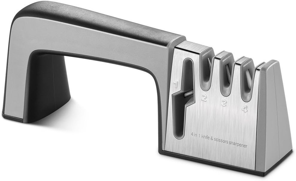 4 in 1 Knife & Scissors Sharpener, 5 Seconds Fast Knife Blade, Sharp as New (black)