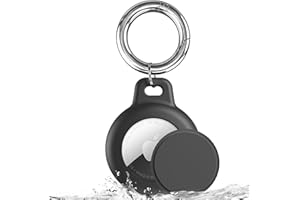 INESORE IPX8 Waterproof AirTag Keychain Holders for Apple AirTag, with Silicone Air Tag Case, Key Ring, Chain, and Compatibility with GPS Item Finders - Essential Accessory(Black)