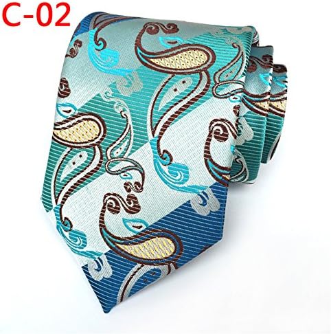 Xiessi Men's Classic Striped Paisley Cyan Blue Jacquard Woven Silk Tie Necktie