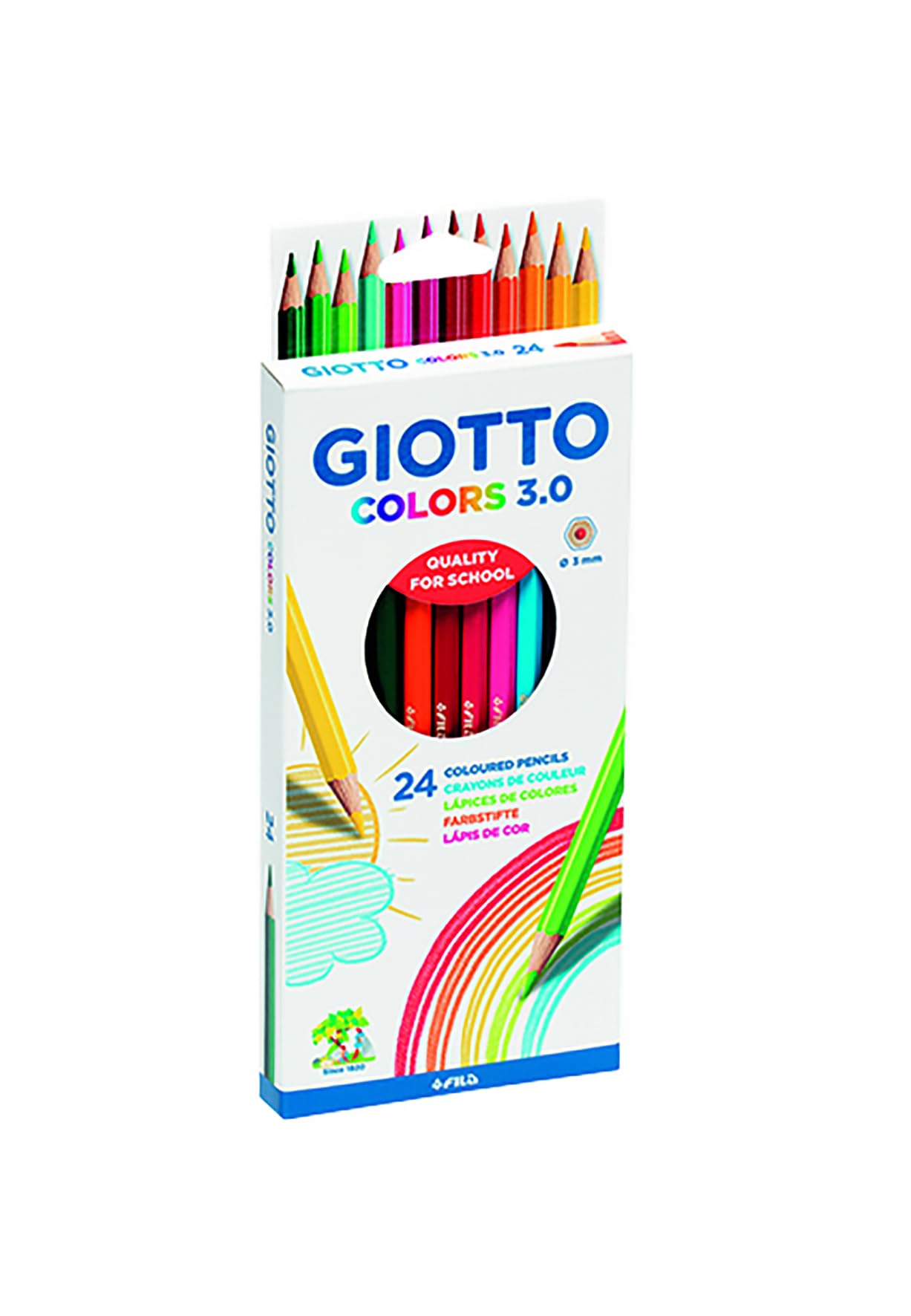 GIOTTO Colors 3.0 Colouring Pencils – Pack of 24 Assorted Colours