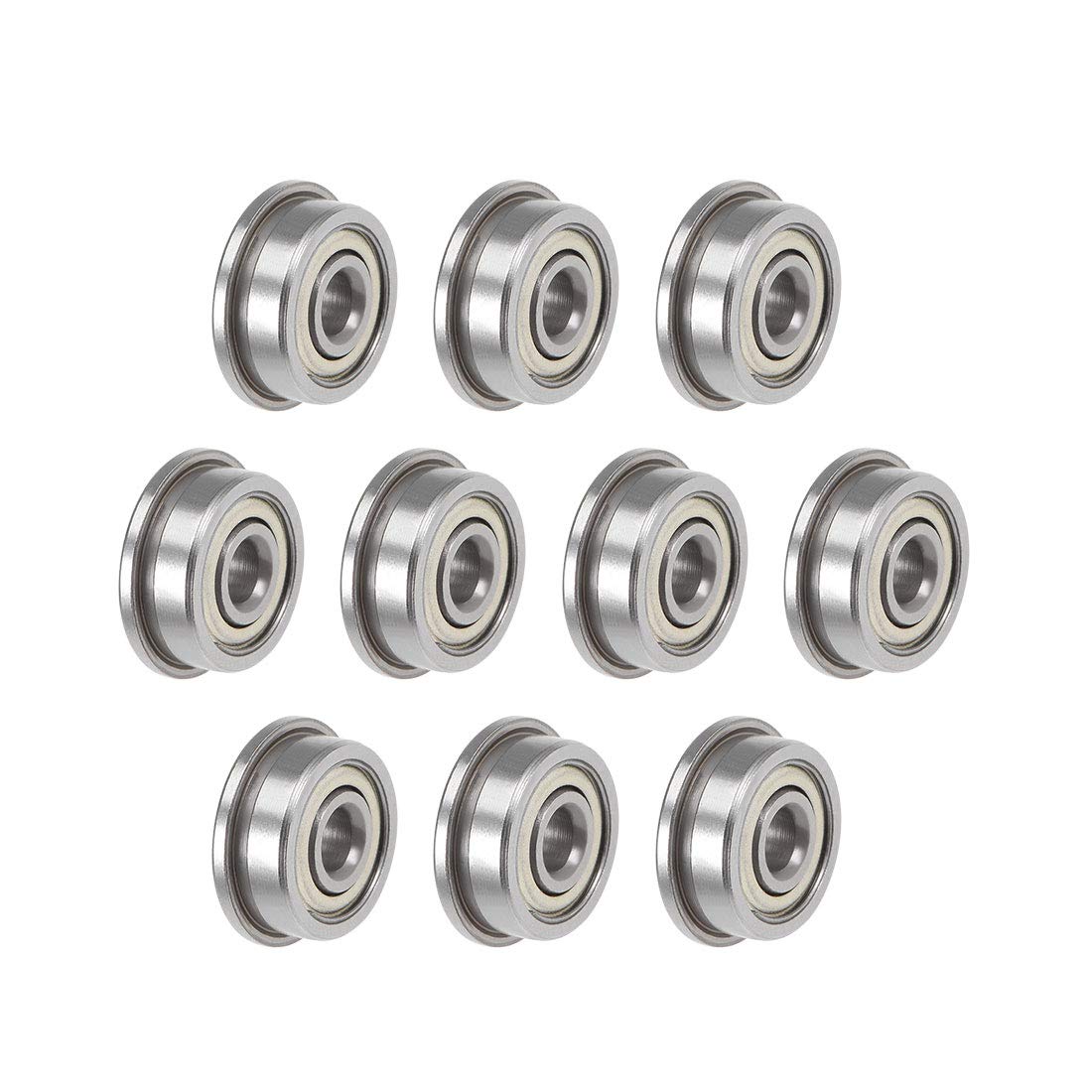 sourcing map F623ZZ Flanged Ball Bearing 3x10x4mm Shielded Chrome Steel Flange Rip Bearings 10pcs