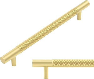 LONTAN 10 Pack Gold Knurled Cabinet Handles 160mm Hole Centers 202mm
