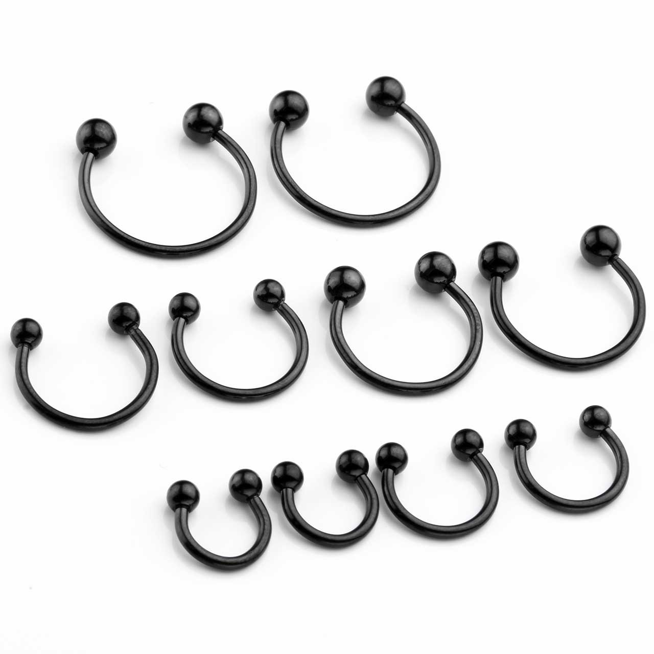 PiercingJak 10pcs 16G Stainless Steel Horseshoe Hoop Circular Barbells Earrings Cartilage Helix Septum Nose Lip Rings 6mm-14mm