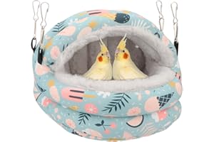 Reshiho Bird Nest House Winter Warm Bird Bed Hanging Hammock Snuggle Hut for Parakeets Budgies Cockatiels Conures Quaker Parrot (Medium, Blue)