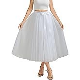 AiberLisha A line Tea Length Tulle Skirt for Party Prom Casual Wear