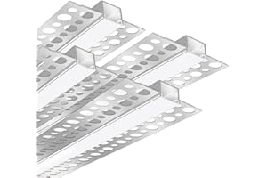 LEDLampsWorld Plaster-in LED Channel 4 Pack - 3.3ft/1Meter Recessed Aluminum Profile with Milky Diffuser Cover, Trimless Drywall LED Light Strip Channel for Ceiling and Wall