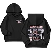 Zoemghc Girl's Christian Graphic Hoodie God is Within Her Hoodies for Kids Jesus Faith Religious Sweatshirts Pullover Tops