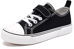 Zoroadke Toddler Boys and Girls Sneakers Low Top Adjustable Strap Canvas Shoes for Kids