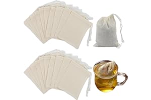 30Pcs Spice Bags for Cooking, 3x4 Muslin Cloth Bags Small Reusable Tea Bags for Loose Tea Cheesecloth Spice Cotton Bag with D