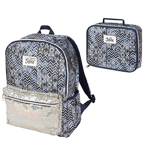 Justice backpack and lunch tote bundle (aztec denim)