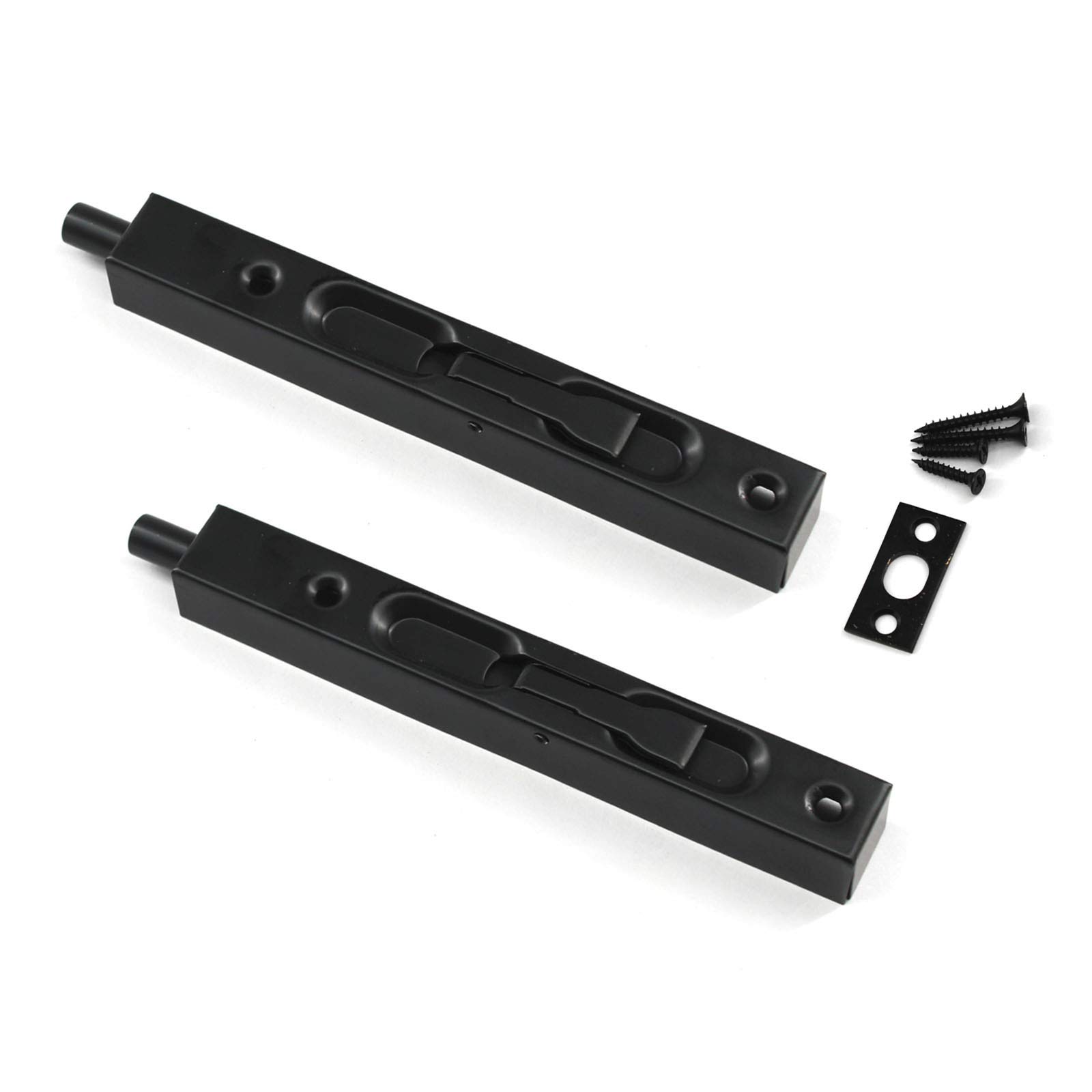 6 Inch Stainless Steel Slide Door Latch Bolt Black Flush Bolt with Screws for Bedroom,Cupboard