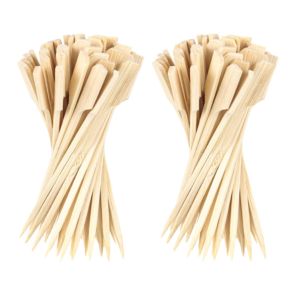 Photo 1 of 100PCS Bamboo Skewers, Bamboo Paddle Picks Skewers Toothpicks Bamboo Wooden Skewers for Outdoor Grilling, Cocktail, Appetizers, Fruit, Sandwich (4.7 inch / 12cm)