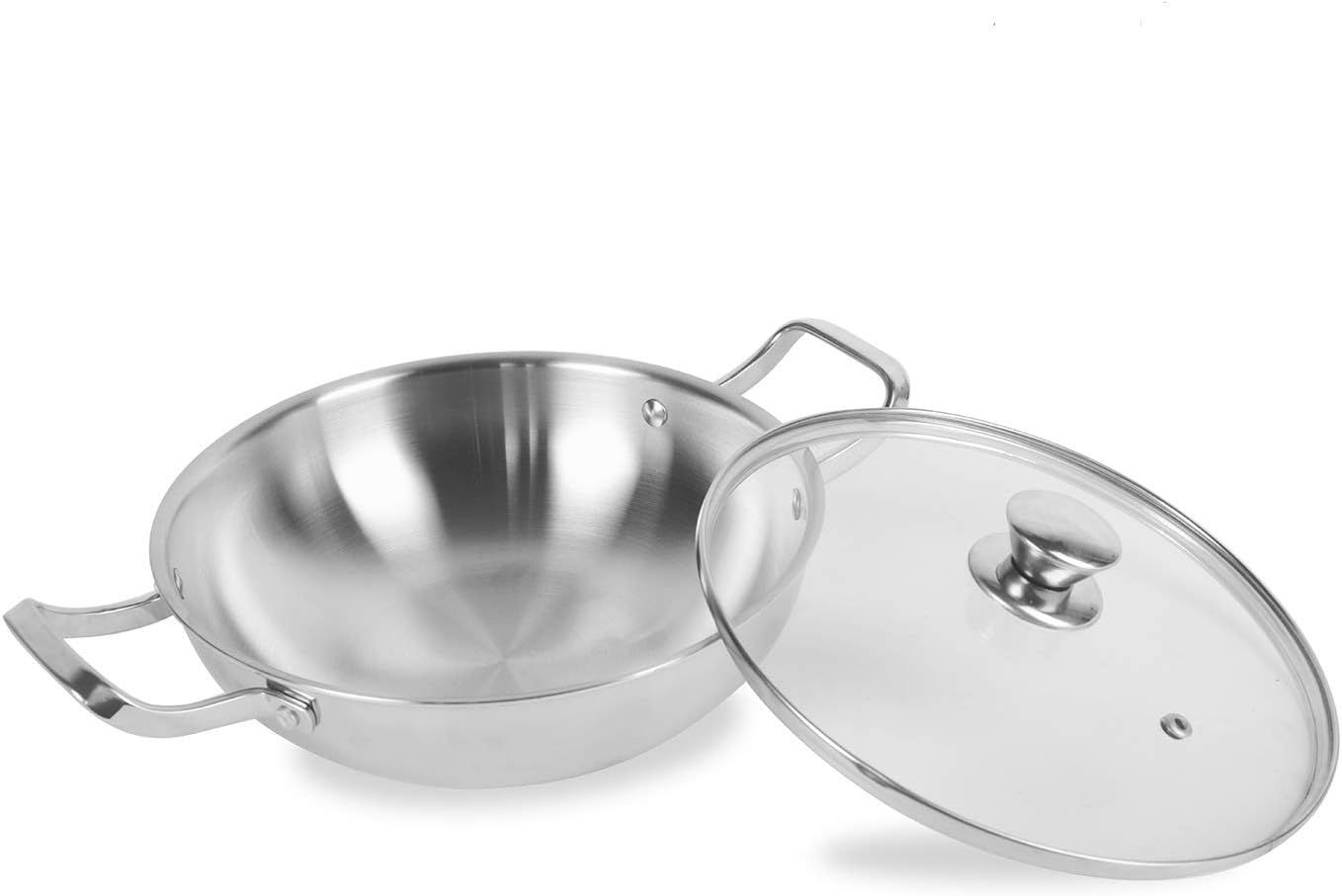 FitPan Brilliant Stainless Steel Triply Kadhai (28 Cm, 4 L, Silver)