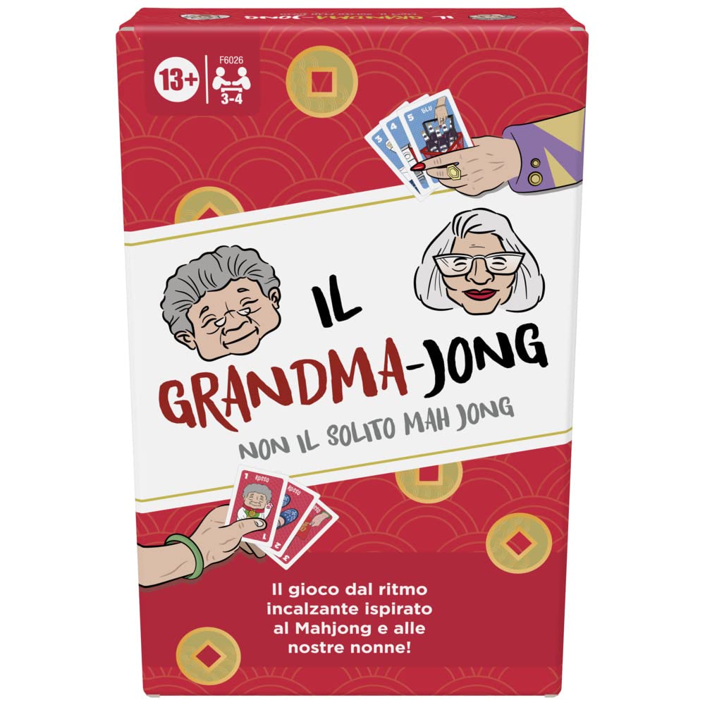 Hasbro Gaming The Grandma-Jong, A Fast Rhythm Card Game for 3-4 Players, Mahjong & 2 Grandma Inspired Family Game Fun Party Game Age 13+