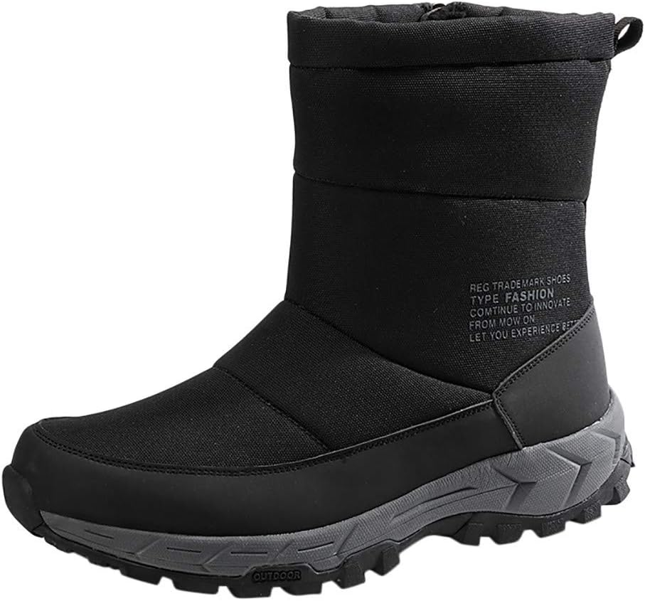 Winter Snow Boots for Men Waterproof Anti-Skid House Shoes Outdoor High-Top Plus Plush Men's Zipper Tooling Boots